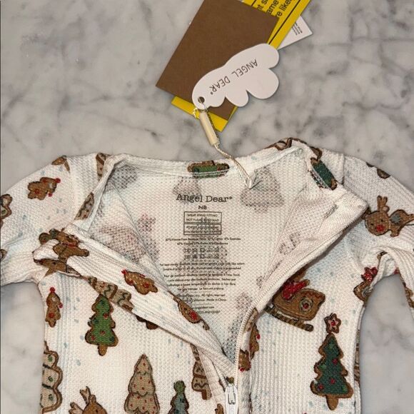 NWT Angel Dear Festive White Onesie with Tree, Reindeer and Cookies - Picture 3 of 8